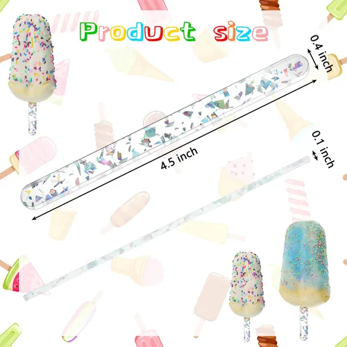 Miniatura 2 de 30 Piezas Palitos de Acrílico Reutilizables Palitos para Cakesicle Molde para Cake Pop Palitos de Helado Espejo Molde para Cakesicle de Helado