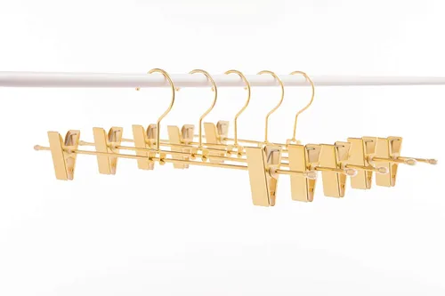 Paquete de 20 perchas de metal resistente de 13 pulgadas, colgador de pantalones, colgador de falda con clips ajustables, paquete de 20 unidades