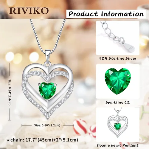 Miniatura 96 de RIVIKO Collar con símbolo de corazón infinito para mujer, plata de ley 925, delicado colgante de corazón para el día de San Valentín, día