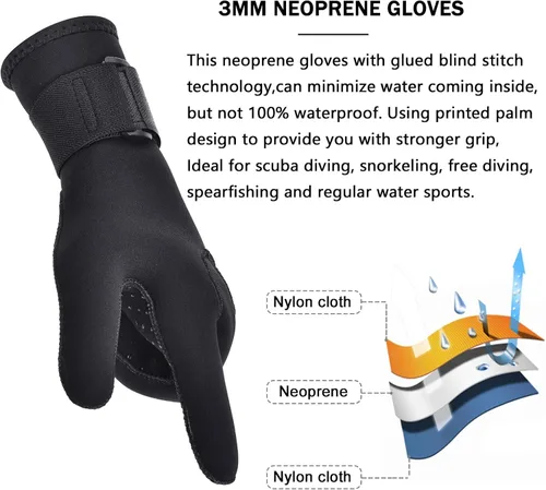 Miniatura 3 de Guantes de neopreno para buceo para hombres y mujeres, 0.197 in, cálidos con cinco dedos en agua fría, banda elástica para la muñeca antideslizante