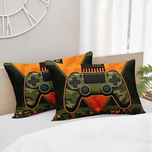 Miniatura 7 de AILONEN Juego de edredón de camuflaje para videojuegos, tamaño Queen, ropa de cama de microfibra con diseño de controlador de 3 piezas