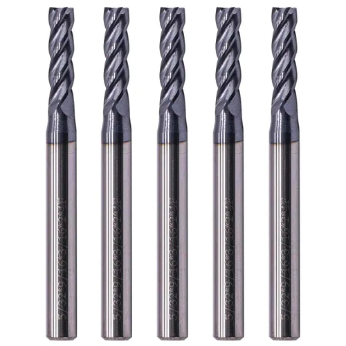 Miniatura 16 de BestParts 5 fresas cuadradas de carburo sólido de alto rendimiento, revestimiento AlTiN, 4 flautas, hélice de 30 grados, diámetro de corte de 1/2