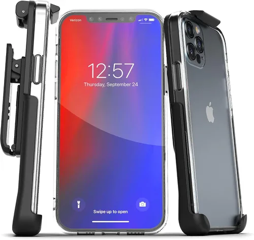 Miniatura 8 de Encased Funda para cinturón diseñada para iPhone 13 PRO MAX funda transparente con clip de funda (funda transparente con soporte para teléfono)