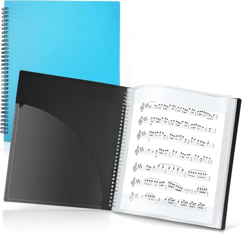 Miniatura 9 de CRANBURY Carpeta de partituras de 9 x 12 pulgadas, soporte de música de doble uso (negro), almacena páginas dentro de 24 fundas protectoras o anota