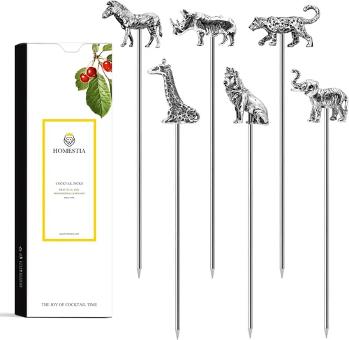 Miniatura 12 de Homestia Púas de cóctel doradas, 16 púas de Martini torcidas de acero inoxidable de 4.3 pulgadas, brochetas de metal reutilizables para cócteles