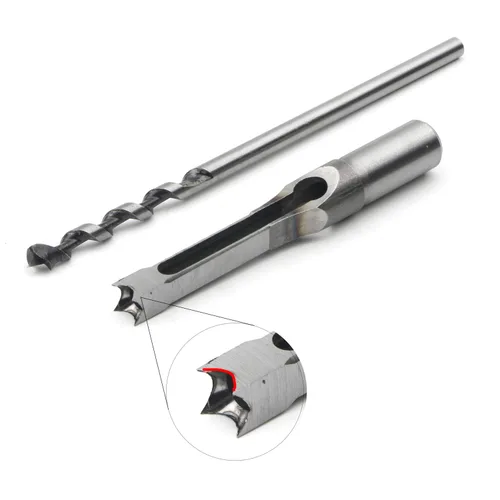 Miniatura 7 de Woodworker - Juego de 5 brocas cuadradas para carpintería, 5 piezas de taladro cuadrado para carpintería, sierra de agujero de madera con taladro