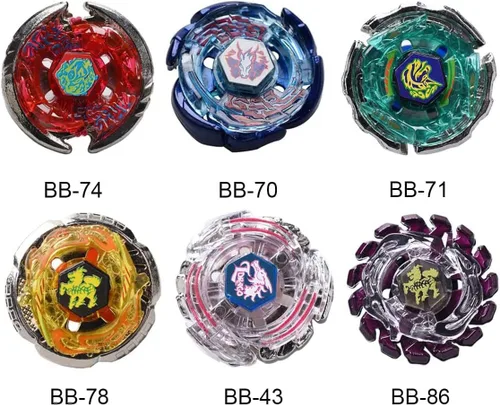 Miniatura 2 de Gyros - Juego de 6 piezas de iniciación Bey Burst Battling Tops Metal Fusion con calcomanías, dos lanzadores