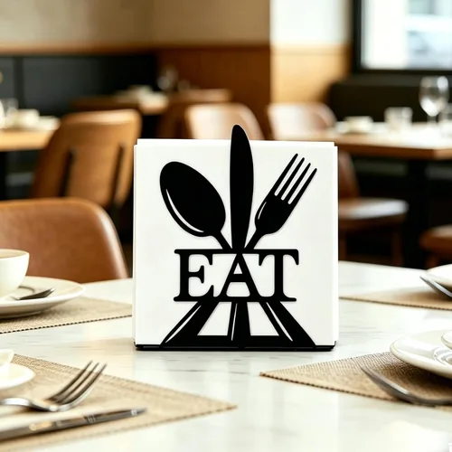 Miniatura 8 de Resama Servilletero de pie moderno para mesa, dispensador de servilletas de metal negro, tenedor, cuchara estilo servilletero, adecuado para cocina