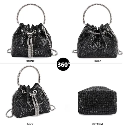 Miniatura 5 de Bolsas de diamantes de imitación para mujer, bolso de mano con lentejuelas brillantes, bolso de noche para boda, cóctel, graduación, fiesta, club
