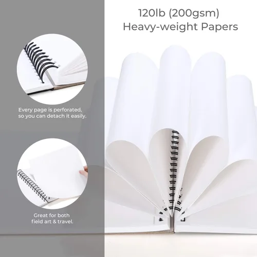 Miniatura 4 de Ohuhu Almohadillas para marcadores Cuaderno de bocetos artísticos - 8.9" x 8.3" tamaño cuadrado portátil - papel de dibujo de 120 lb/200 gsm - 60