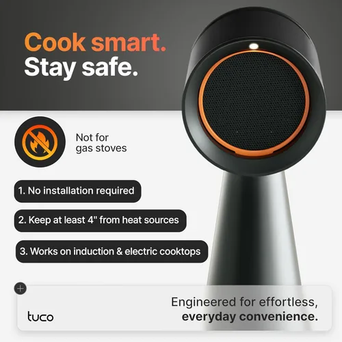 Miniatura 6 de TUCO Campana extractora portátil, ventilador de extracción de escritorio para cocina con 3 velocidades, filtro triple de polímero, aluminio