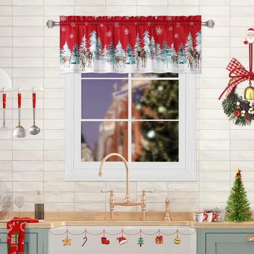 Miniatura 10 de ROYGROW Cortinas de cocina de Navidad de 24 pulgadas, para ventana de café, bolsillo para barra para decoración del hogar, 2 paneles para baño
