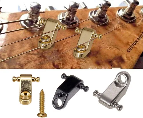 Miniatura 3 de Guías de cuerda de rodillo estándar para guitarra eléctrica, paquete de 2 unidades (dorado)