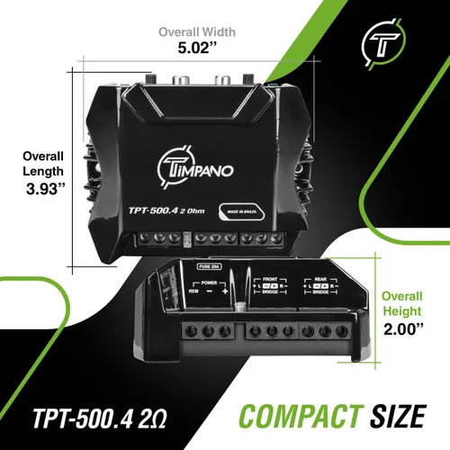 Miniatura 6 de Timpano Amplificador para Auto de 4 Canales de Audio 4 x 125 Vatios 2 Ohmios, TPT-500.4 Pequeño Amplificador de 4 Canales de 12 Voltajes de Rango