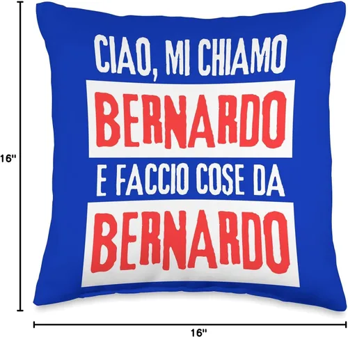 Miniatura 4 de Bernardo Idea Regalo Personalizzata con Nome Ciao Sono Faccio Cose Da Bernardo Personalizzato - Almohada personalizada, 16 x 16 pulgadas, multicolor