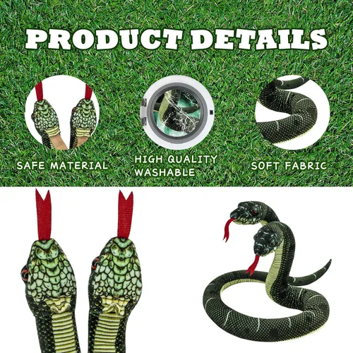 Miniatura 5 de Juguete de Peluche de Serpiente, 52 pulgadas, Lavable, Juguete de Peluche de Serpiente Simulada para Abrazar, Suave y Lindo Regalo para Niños