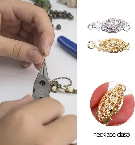 Miniatura 6 de 10 piezas de collar de filigrana de perlas, gancho ovalado de filigrana para joyería, cierres deslizantes, conector de pulsera para collares