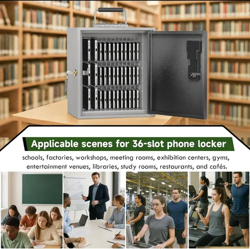 Miniatura 6 de WeHere 36 ranuras para teléfono celular con bloqueo inteligente, caja de almacenamiento portátil para teléfono para aula, escuela, teléfono