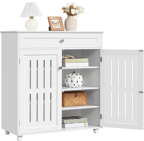 Miniatura 10 de Yaheetech Gabinete de barra de café, gabinete de baño con 1 cajón y estante ajustable, gabinete de almacenamiento de bufé de cocina para oficina