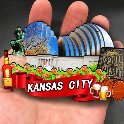 Miniatura 4 de Imán de madera de Kansas City de Estados Unidos, imanes 3D para nevera, recuerdos coleccionables de viaje, decoraciones hechas a mano, 2