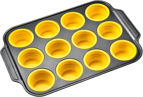 Miniatura 10 de Molde de Silicona para Muffins, Moldes para Muffins de 6 Cavidades para Hornear con Marco de Metal, Molde para Cupcakes, Moldes para Bocados de 6