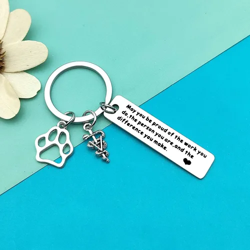 Miniatura 4 de Dabihu Vet Tech Keychain Veterinarian Appreciation Gifts Thank You Gifts for Veterinary Tech Coworker Animal Rescue Gifts