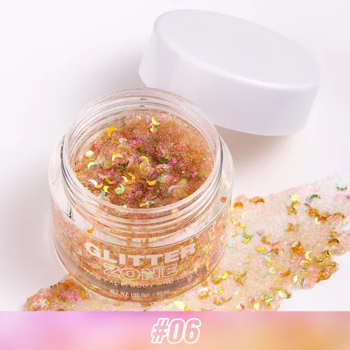 Miniatura 2 de LANGMANNI Gel holográfico con purpurina para el cuerpo, la cara, el cabello y los labios. Gel con purpurina que cambia de color bajo la luz. Vegano