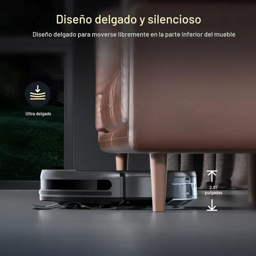 Miniatura 4 de Combo robot de aspiradora y trapeador, succión fuerte de 2300 Pa, caja de polvo 2 en 1 y tanque de agua, funciona con Alexa/Google Assistant, largo