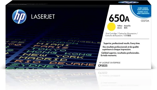 HP Cartucho de tóner amarillo 650A | Funciona Color LaserJet Enterprise CP5525 Series | CE272A