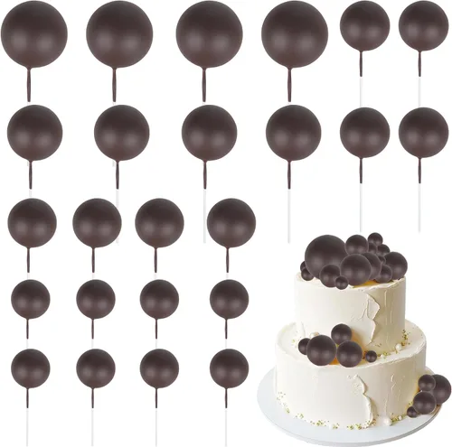 Miniatura 21 de 24 piezas de adornos para pastel con bolas, adornos para cupcakes, bolas de espuma con forma de pastel, púas de pastel con forma de bola, globos