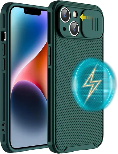 Miniatura 13 de Funda para iPhone 14 compatible con Magsafe, funda protectora de cámara iPhone 14 [compatible con carga inalámbrica] con cubierta deslizante
