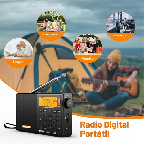 Miniatura 5 de XHDATA D808 Radio Portátil AM FM SW LW Banda Aérea de Onda Corta SSB RDS Radio Digital Multi Banda con Altavoz, Pantalla LCD, Despertador, Antena