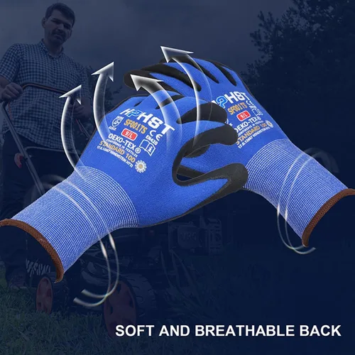 Miniatura 5 de Safety Work Gloves, SF001, Comfort Stretch Fit, Power Grip, Smart Touch, Durable Foam Coated, 3Pairs & 12Pairs Azul 12 pares