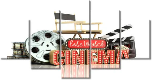 Miniatura 56 de Lienzo decorativo para pared, imágenes de cine, decoración de pared para sala de estar, 5 piezas, concepto de cine, escena, obra de arte, decoración