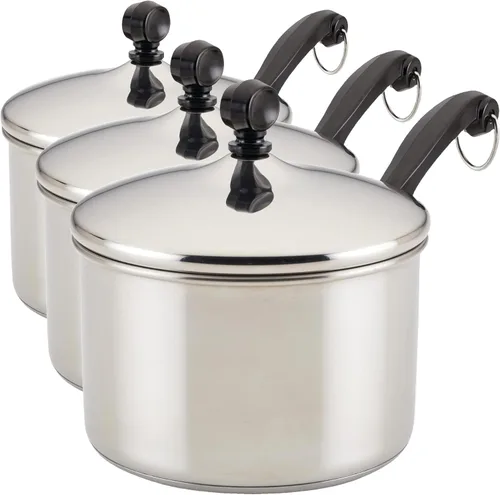 Miniatura 12 de Farberware Tapa clásica de acero inoxidable para freír, Sartén para saltear (2.75 cuartos de galón), Plateado