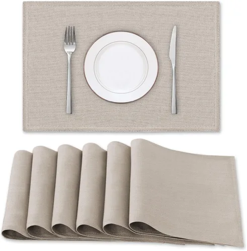 Miniatura 14 de H.VERSAILTEX Juego de 4 manteles individuales de lino de alta calidad para mesa de comedor, a prueba de derrames, impermeables, resistentes al