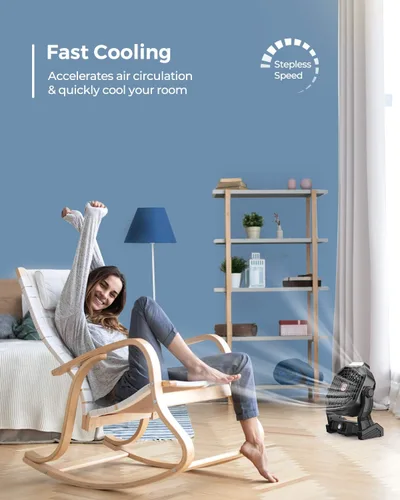 Miniatura 6 de JINLICTE Ventilador de camping con linterna LED, 36 horas 9 pulgadas, ventilador portátil recargable con batería con velocidad continua y funciona