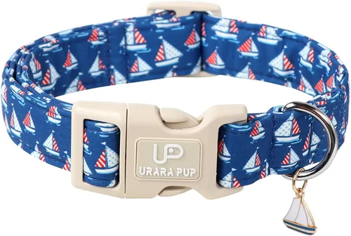 Miniatura 40 de Collar de perro de algodón de dinosaurio con hebilla de metal, collar de regalo para niñas o niños pequeños, medianos y grandes, lindos collares