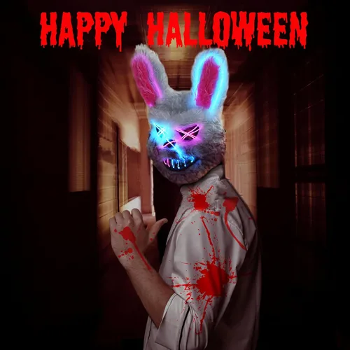 Miniatura 6 de Halloween Scary Face Mask, Easter Bear/Rabbit Mask, Easter Toys, Horror Costume Parties, Cosplay Accessories Mask Máscara de conejo