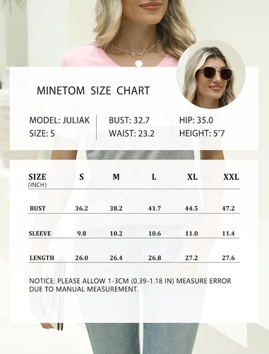 Miniatura 6 de Minetom Camisetas de manga corta con cuello en V para mujer, camisetas casuales de verano