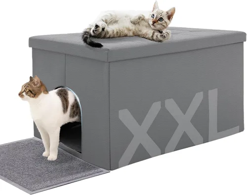 Miniatura 12 de MEEXPAWS Mueble Gabinete Oculto para Caja de Arena de Gatos, Banco de Baño para Gatos Gabinete de Almacenamiento Pequeño 19.7'' x 19.7'' x 19.7'' A