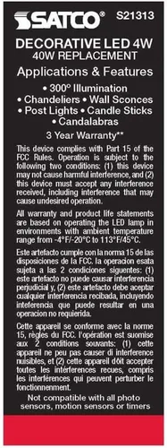Miniatura 7 de Satco S21313 4CA10/LED/930/CL/120V/E26-paquete de 6