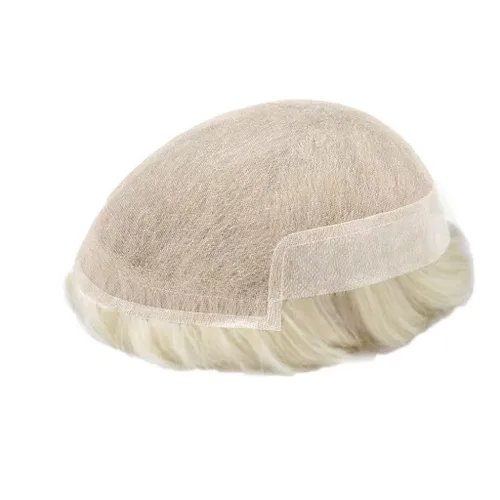 Miniatura 4 de Toupee - Pieza de cabello humano real para hombre, sistema de reemplazo de encaje suizo suave para hombre, pieza de pelo tipo tupé, protesis capilar