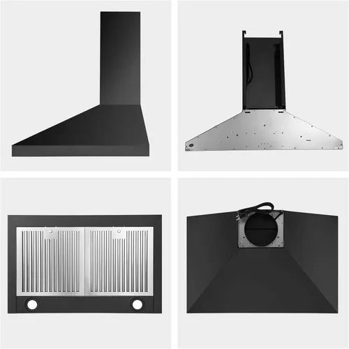 Miniatura 5 de SNDOAS Campana extractora negra de 30 pulgadas, campana de cocina de acero inoxidable montada en la pared con controles táctiles, convertible