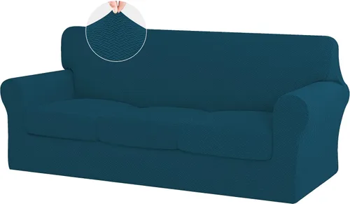 Miniatura 8 de ISSUNTEX - 4 piezas de fundas de sofá de alto estiramiento y espesor, funda suave para sofá con 3 cojines separados, funda elástica de sofá de tela