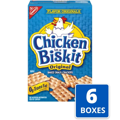 Miniatura 4 de Chicken in a Biskit Galletas horneadas originales, aperitivos a granel, 6 cajas de 7.5 onzas