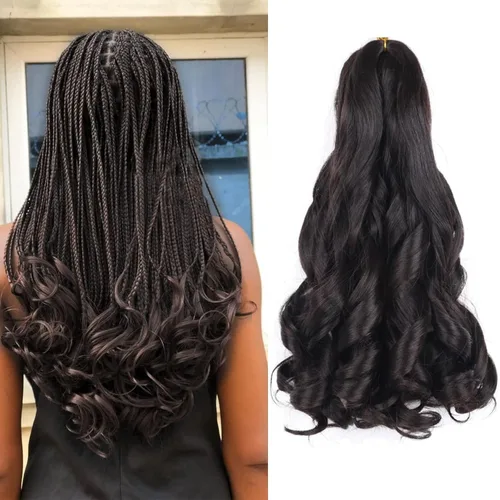 Miniatura 42 de Cabello rizado francés trenzado de 10 pulgadas, color 4, cabello rizado preestirado, 8 paquetes de trenzas de ganchillo de rizo francés para trenzas