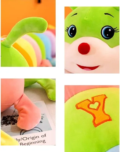 Miniatura 7 de AOQI Almohada de peluche multicolor de oruga grande para abrazar, bonita almohada suave de felpa, juguete de peluche gigante, regalos