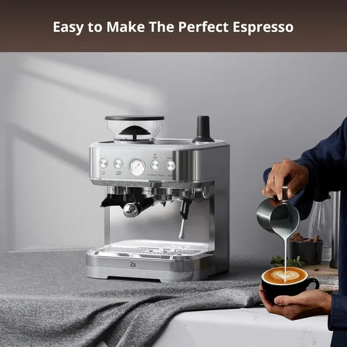 Miniatura 5 de Takywep Máquina de café expreso profesional con molinillo integrado y espumador de leche, cafetera de capuchino y café con leche de 15 bares, regalo