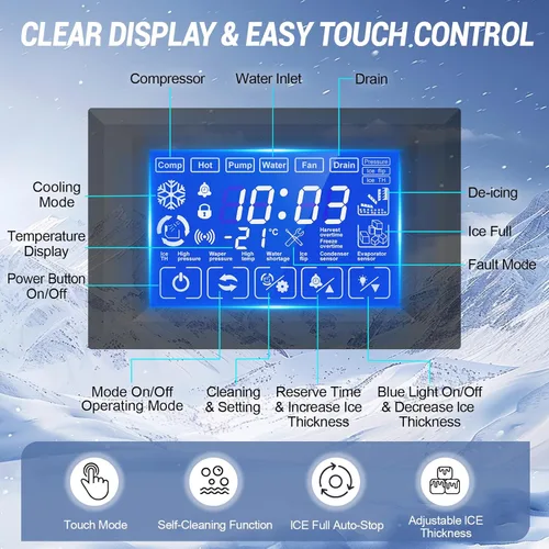 Miniatura 3 de Fabricadora de Hielo Comercial Máquina de Hielo de Gran Capacidad de Acero Inoxidable 500 Libras/24H Máquina de Hielo Industrial, Almacenamiento